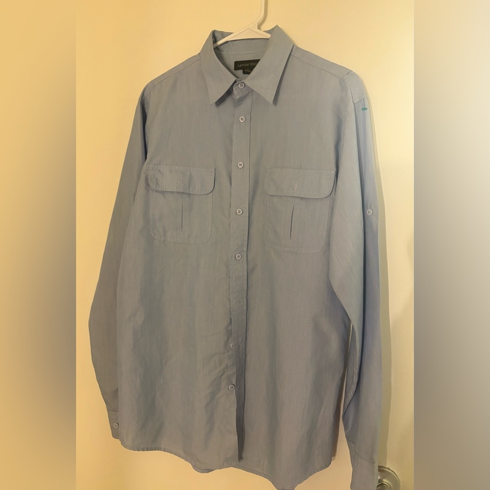 Lands' End Light Blue Traditional Fit Shirt